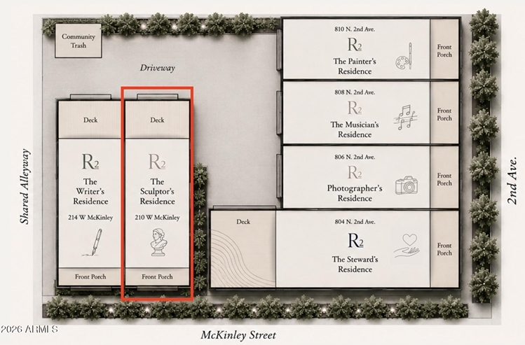 Site plan showing The Sculptor's Residence at The Residences on 2nd, Phoenix