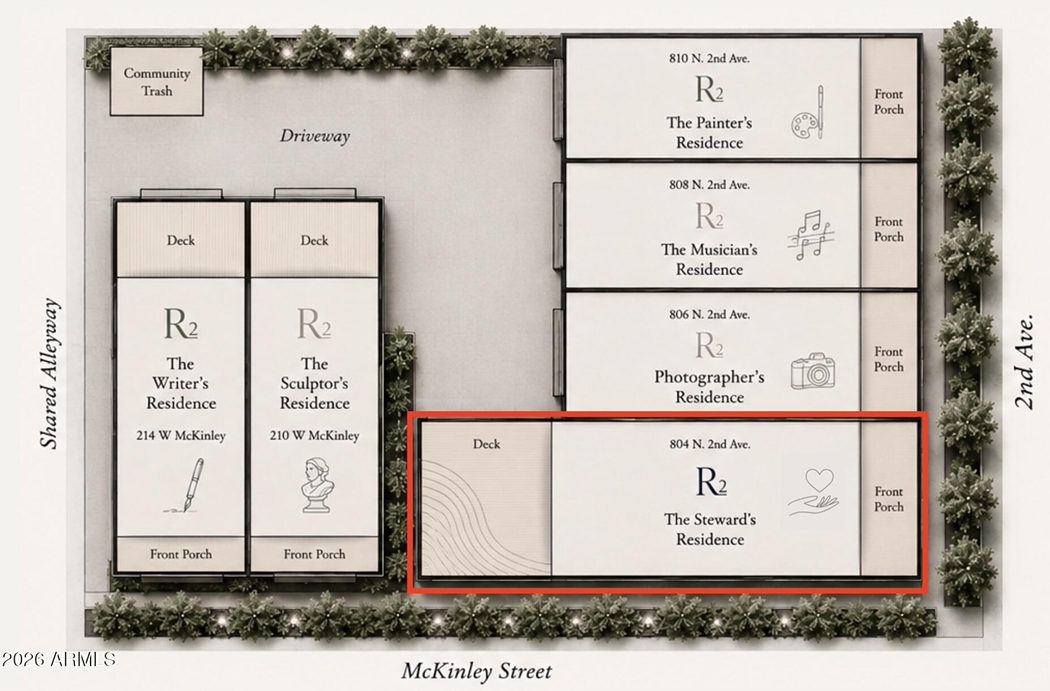 Site plan showing The Steward's Residence at The Residences on 2nd, Phoenix
