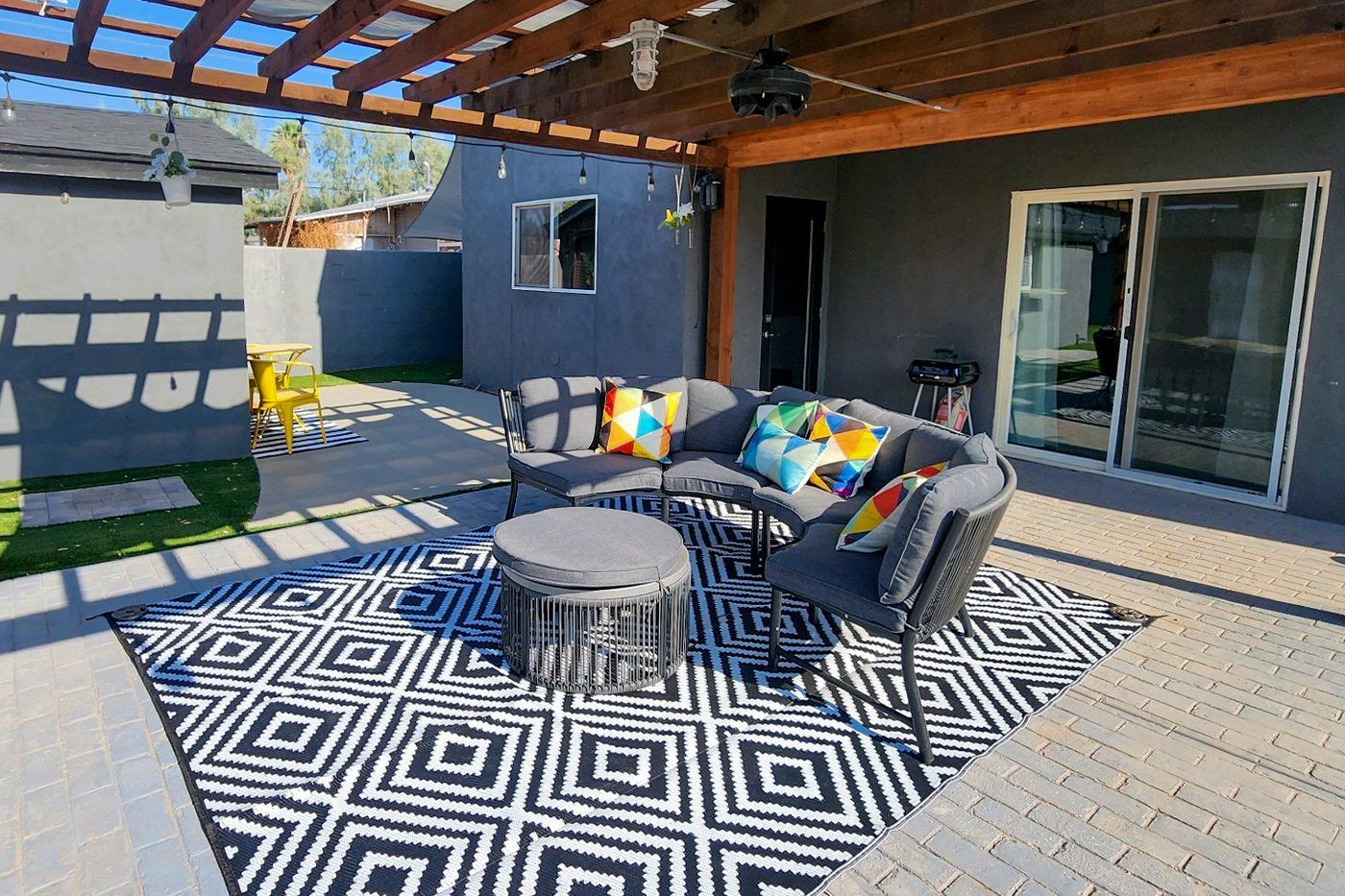 Renovated backyard patio with pergola at 1058 E Whitton Avenue, Phoenix